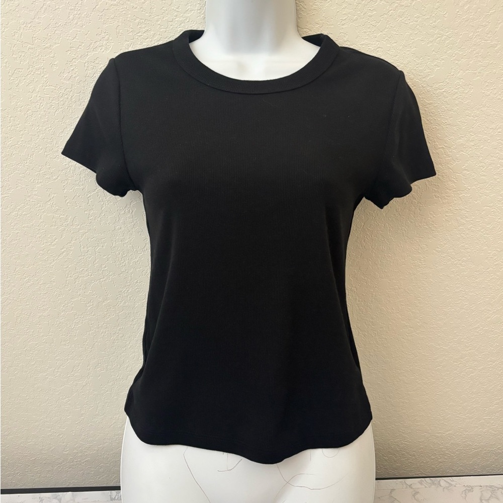 Old Navy Cropped Snug Baby Tee Ribbed Black Size M T-Shirt Short Sleeve Top